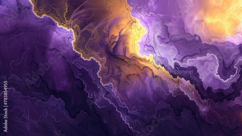Abstract digital art exploring the texture and depth between violet and yellow