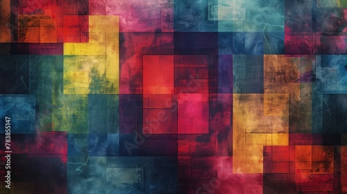 A lively geometric square abstract with a colorful texture, perfect for dynamic and modern backgrounds