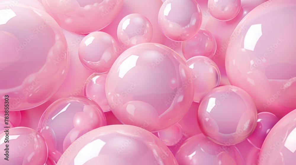 A playful background featuring pink glossy bubbles, adding a touch of realism and fun to any design A playful background featuring pink glossy bubbles, adding a touch of realism and fun to any design