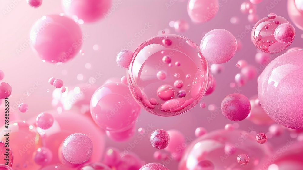 A playful background featuring pink glossy bubbles, adding a touch of realism and fun to any design