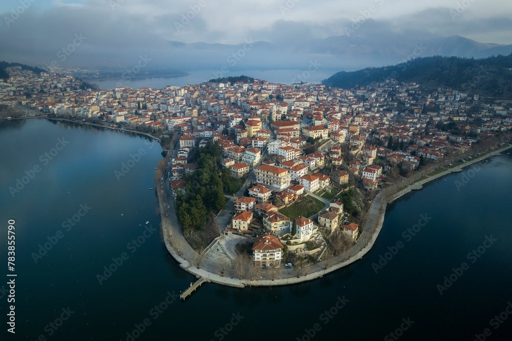 view of the city of Kastoria Greece