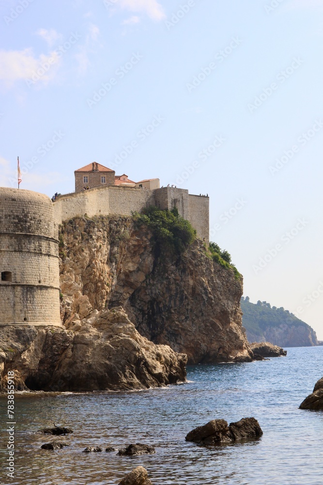 Outer fortress wall in the city of Dubrovnik on the Adriatic Sea 