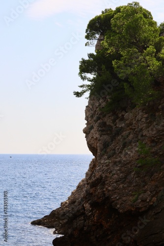Steep cliff on the coast in the Adriatic Sea 