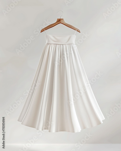 White Wedding Dress on Mannequin: Elegant Bridal Fashion Illustration