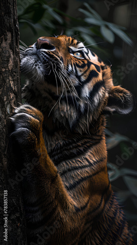 tiger scratching a tree them   Generative AI