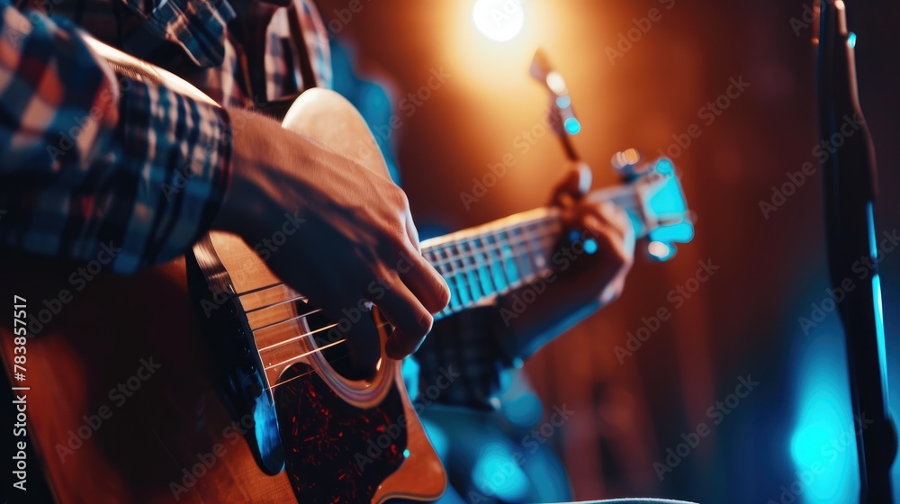 Obraz premium Musical Reverie: Expressive Performance at Open Mic