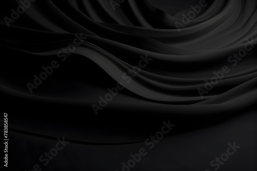 Luxurious black fabric creates a dramatic,futuristic background with flowing curves and mesmerizing depth