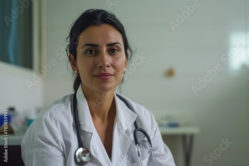 Portrait of a Serious Brazilian Doctor in Clinical Setting