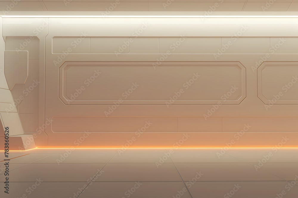 Sleek and Futuristic Empty Room with Geometric Wall Design and Pavement Floor in Sci-Fi Inspired Setting Sleek and Futuristic Empty Room with Geometric Wall Design and Pavement Floor in Sci-Fi Inspired Setting