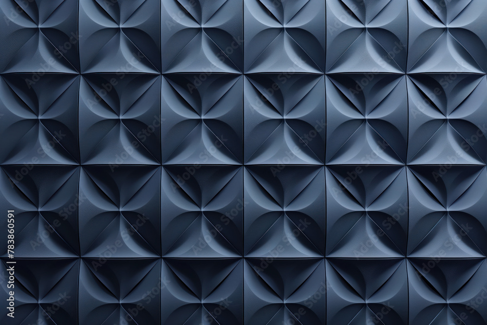 Obraz premium Minimalist geometrical 3d pattern. Dark grey blue luxury 3d surface texture. Background image. Created with Generative AI technology.