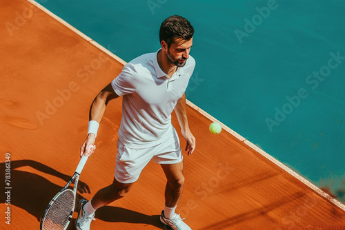 Serving Up Intensity: Tennis Player's Stance © Andrii 