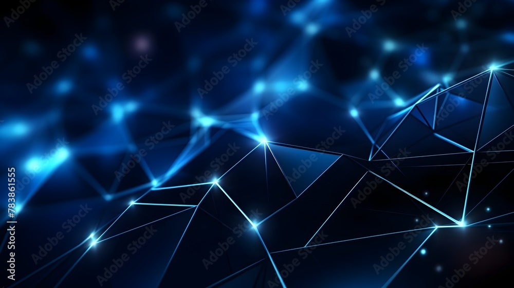 Vibrant Blue Virtual Connectivity Network with Abstract Geometric Lighting and Futuristic Technology Elements