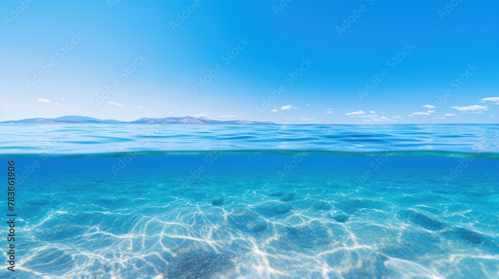  A very beautiful sea or ocean background,Blue sea and blue sky 