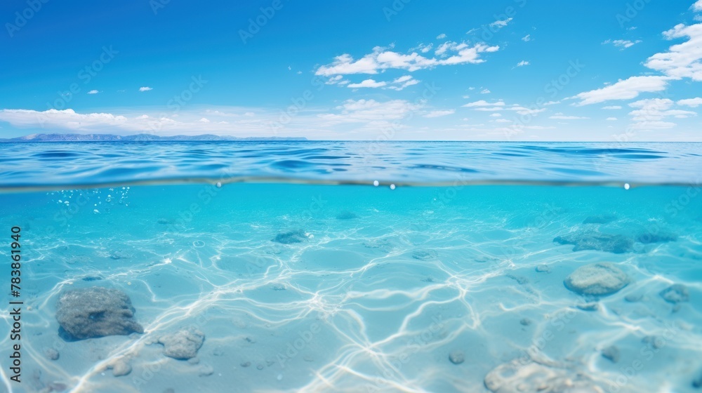 Fototapeta premium A very beautiful sea or ocean background,Blue sea and blue sky 