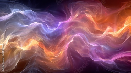  A multicolored wave of smoke is depicted in this abstract image, set against a black backdrop