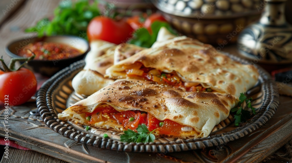 Mhajeb is a traditional Algerian envelope cake Mhajeb is a traditional Algerian envelope cake