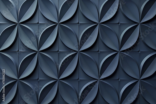 Minimalist geometrical 3d pattern. Dark grey blue luxury 3d surface texture. Background image. Created with Generative AI technology.
