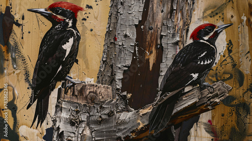 Woodpeckers wildlife animal with tree 