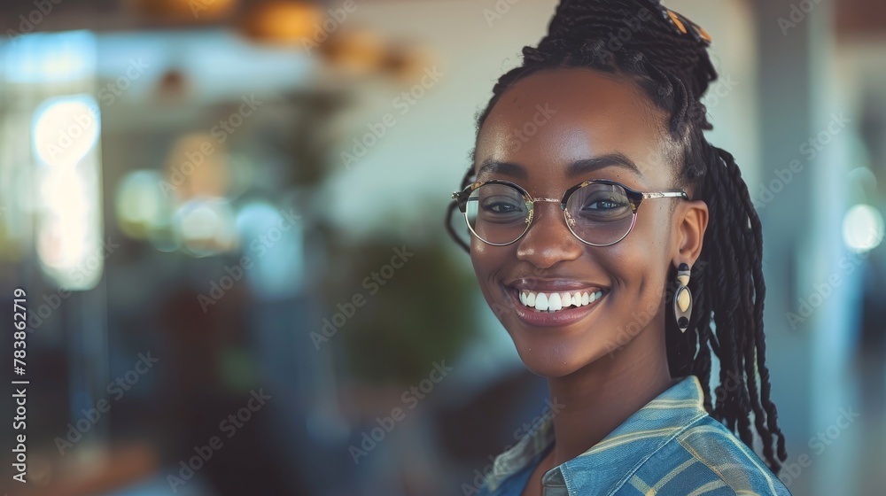 Happy young business woman smiling on a business office background Happy young business woman smiling on a business office background