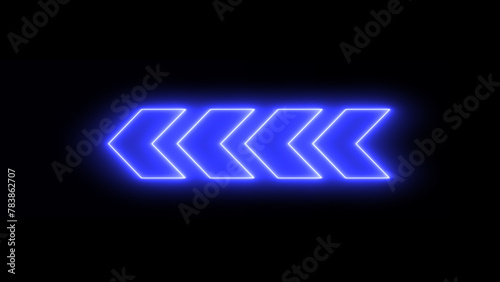 Rendering of glowing neon arrows on a black background. Flashing direction indicators. See my portfolio for more color or design images. photo