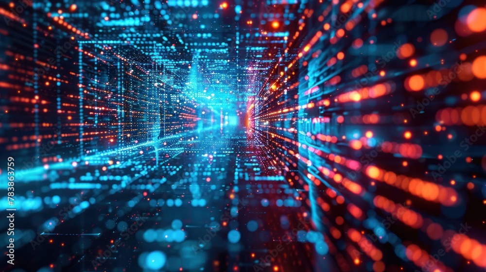 Fototapeta premium Digital background, network, technological processes,storages, science,