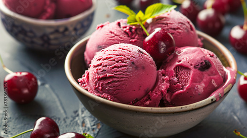 Delicious Bowl of Cherry Ice Cream