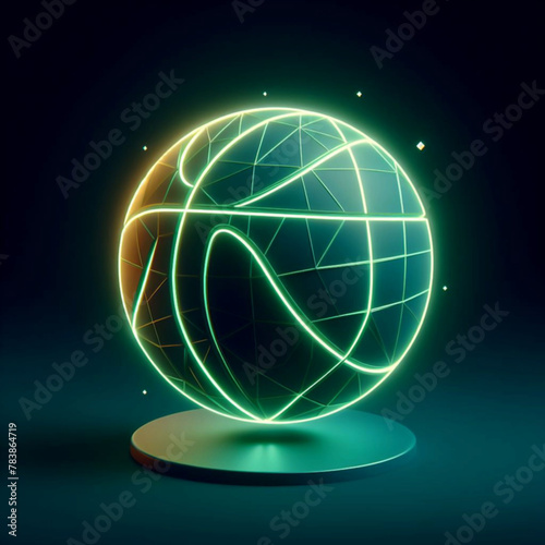 Glowing neon basketball on a dark background © Mohammad