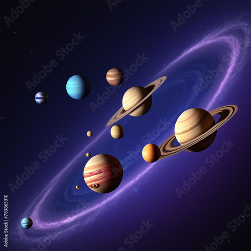 Planets and space, galaxy. Night sky. Illustration.