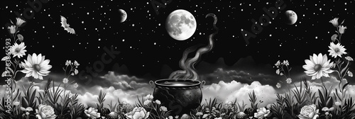 Background with witch and cauldron photo