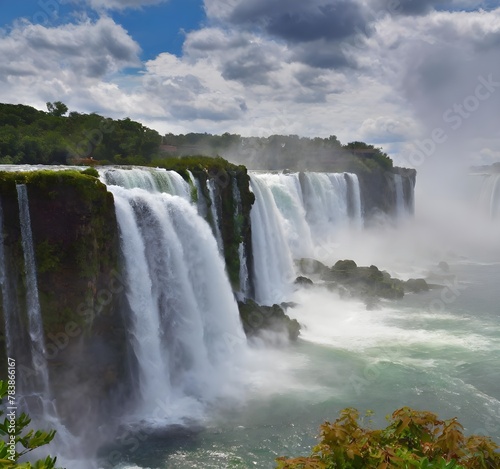 Serene Waterfalls- Majestic waterfalls, like Niagara Falls, Victoria Falls, or Iguazu Falls.