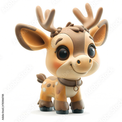 A cute and happy baby moose 3d illustration