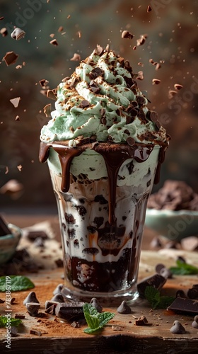 Decadent Mint Chocolate Chip Cream Lava Cyclone: A Swirling Symphony of Sweet Delights photo