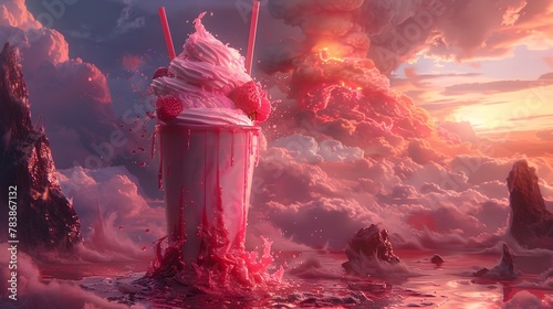 Delectable Strawberry Cream Lava Cycle: A Tempting Culinary Concept Art