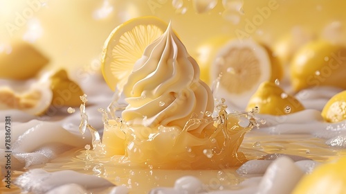 Lemon Cream Lava Cyclone: A Delectable 3D of a Culinary Delight