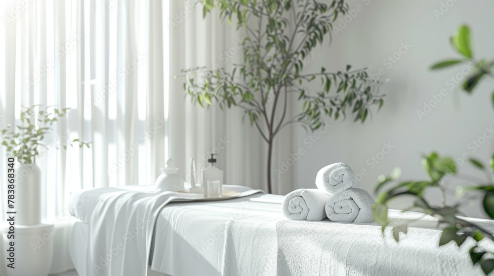 Beautiful spa elements on the massage table in the wellness center. Massage on light wooden background. blur living room, natural creams and moisturizing Healthy lifestyle Beautiful spa elements on the massage table in the wellness center. Massage on light wooden background. blur living room, natural creams and moisturizing Healthy lifestyle