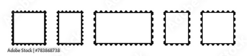 Postage stamp vector icons. Postage stamp set. Mockup postage stamps. Blank postage stamp borders templates. v photo