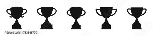 Trophy cup, award, vector icons. Trophy with the name plate of the winner flat vector icons. Champions cup trophy flat vector. Champion cup winner trophy award.