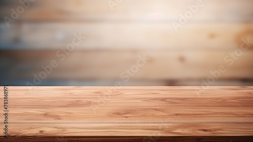 Empty wooden table for placing products, wooden background