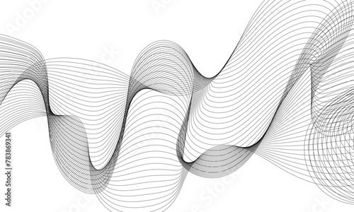 Vector wavy grey lines flowing smooth digital futuristic technology curve ocean black gradient color on transparent background. Design for technology, science, music, sound, banner, poster, modern.
