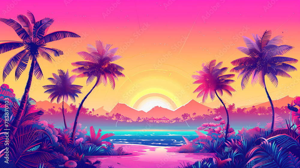 Palm tree and sea summer background