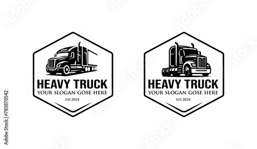 semi truck logo design template 