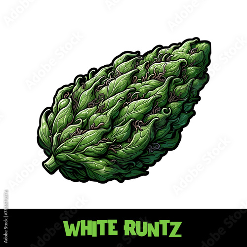 Vector Illustrated White Runtz Cannabis Bud Strain Cartoon