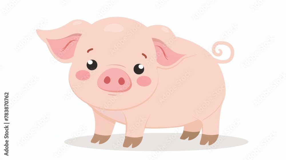 A pig standing, head turned, sad expression gazing into camera A pig standing, head turned, sad expression gazing into camera