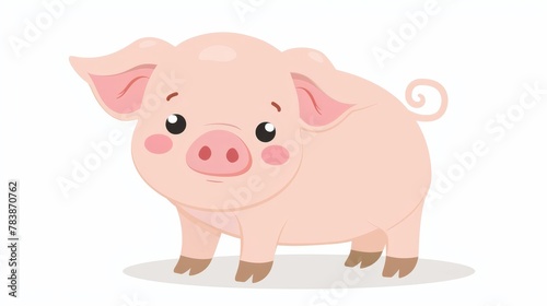   A pig standing  head turned  sad expression gazing into camera