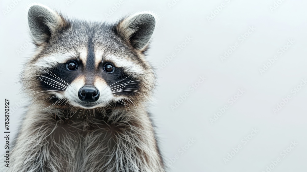   A tight shot of a raccoon's expressive face, its features softly blurred