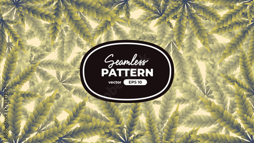 Cannabis leaf seamless pattern. Marijuana leaf icon. Vector illustration. Indica, Sativa, Hybrid, Ruderalis. Premium branding design.