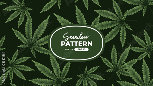 Cannabis leaf seamless pattern. Marijuana leaf icon. Vector illustration. Indica, Sativa, Hybrid, Ruderalis. Premium branding design.