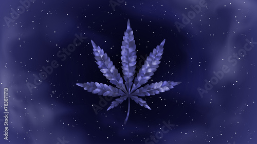 Cannabis leaf isolated. Marijuana leaf icon. Vector illustration. Logo concept. Indica, Sativa, Hybrid, Ruderalis. Space. Dope dream.
