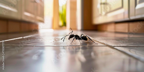 Close up of an ant on the kitchen floor  © Татьяна Гончарук