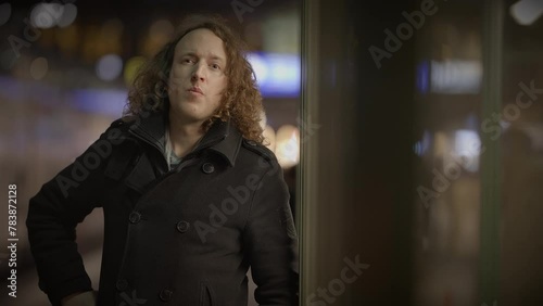 Wallpaper Mural Man with Long Curly Hair Commuting Inside Train Station Watching People Torontodigital.ca